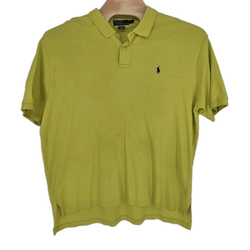 VTG Polo Ralph Lauren Shirt Men XXL Lime Yellow Pony Preppy 2XL Classic 90s Casu